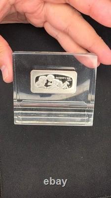 1973 Franklin Mint Father's Day 1000 Grains Sterling Silver Ingot Lucite