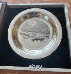 1973 Franklin Mint James Wyeth'Winter Fox' Sterling Silver Collectors Plate