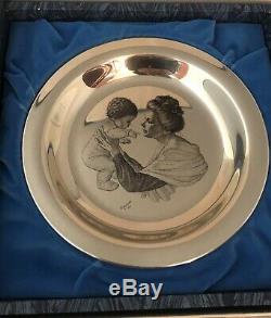 1973 Franklin Mint Mother & Child Irene Spencer Mothers Day 8 plate. 925 Silver