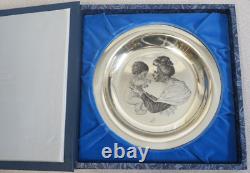 1973 Franklin Mint Mother's Day Plate solid sterling silver Mother and Child