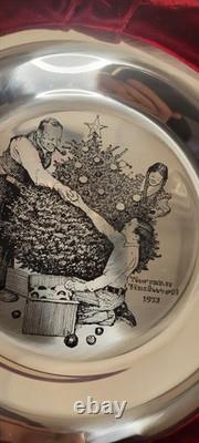 1973 Franklin Mint Norman Rockwell Trimming The Tree Sterling Silver. 925 Plate