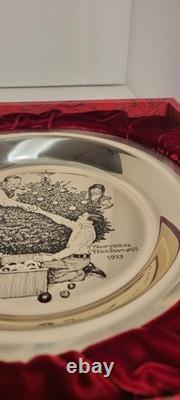 1973 Franklin Mint Norman Rockwell Trimming The Tree Sterling Silver. 925 Plate