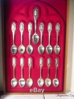 1973 Franklin Mint Sterling SET APOSTLE SPOONS WITH LEATHER CASE 447g