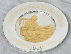 1973 Franklin Mint Sterling Silver 24K Gold Bicentennial Plate Thomas Jefferson