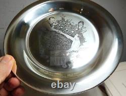 1973 Franklin Mint Sterling Silver Norman Rockwell Plate/Trimming The Tree/ Nice