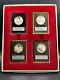 1973 Franklin Mint Sterling Silver Proof Set Of 4 Holidays Medals & Stands, Coa
