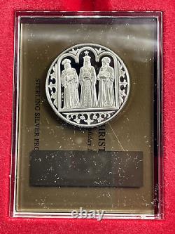 1973 Franklin Mint Sterling Silver Proof Set Of 4 Holidays Medals & Stands, COA