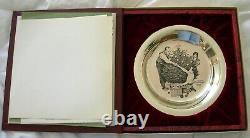 1973 Franklin Mint Sterling Silver Trimming the Tree Plate by Norman Rockwell