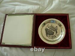 1973 Franklin Mint Sterling Silver Trimming the Tree Plate by Norman Rockwell