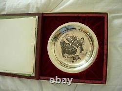 1973 Franklin Mint Sterling Silver Trimming the Tree Plate by Norman Rockwell