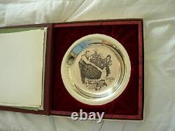 1973 Franklin Mint Sterling Silver Trimming the Tree Plate by Norman Rockwell