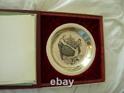 1973 Franklin Mint Sterling Silver Trimming the Tree Plate by Norman Rockwell