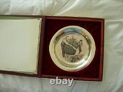 1973 Franklin Mint Sterling Silver Trimming the Tree Plate by Norman Rockwell