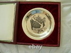 1973 Franklin Mint Sterling Silver Trimming the Tree Plate by Norman Rockwell