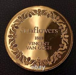 1973 Franklin Mint Vincent Van Gogh Sunflowers 24k Gold Over Sterling 66.4g