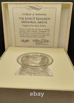 1973 John F. Kennedy Franklin Mint 1000 Grain, Proof Sterling Silver Medal COA