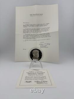 1973 John F. Kennedy Sterling Silver Memorial Medal Franklin Mint Item #382