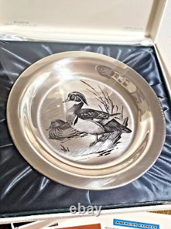 1973 STERLING SILVER THE WOOD DUCK Audubon 8 Plate LANSDOWNE Franklin Mint 183g