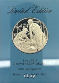 1973 Skylab I Sterling Silver Medal Franklin Mint Eyewitness Apollo Era #I1