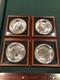 1973 Sterling Silver Franklin Mint Bird Plates (4) In Cases 800 Grams