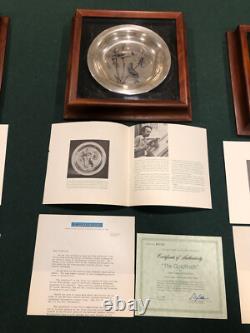 1973 Sterling Silver Franklin Mint Bird Plates (4) In Cases 800 Grams