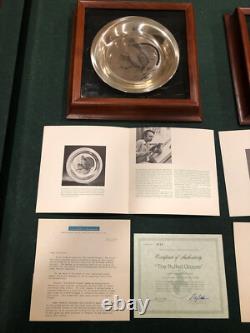 1973 Sterling Silver Franklin Mint Bird Plates (4) In Cases 800 Grams