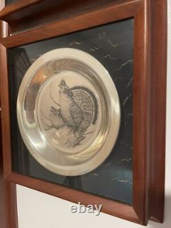 1973 Sterling Silver Franklin Mint Bird Plates (4) In Cases 800 Grams
