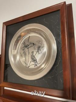 1973 Sterling Silver Franklin Mint Bird Plates (4) In Cases 800 Grams