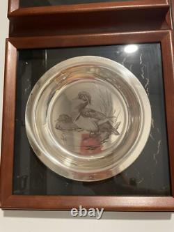 1973 Sterling Silver Franklin Mint Bird Plates (4) In Cases 800 Grams