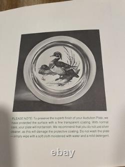 1973 Sterling Silver Franklin Mint Bird Plates (4) In Cases 800 Grams