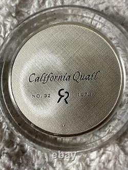 1973 Sterling Silver Franklin Mint California Quail Coin 2.34oz Rare PROOF COIN