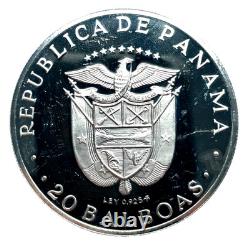 1973 Sterling Silver Proof 20 Balboas Panama 3.85 ASW Franklin Mint Coin