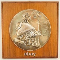 1973 The Franklin Mint Giacomo Manzù Sterling Silver Pastoral Relief Plaque