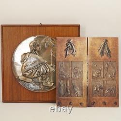 1973 The Franklin Mint Giacomo Manzù Sterling Silver Pastoral Relief Plaque