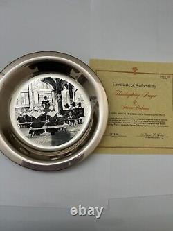 1974 3rd Annual Franklin Mint Thanksgiving Solid Silver Plate by Steven Dohanos