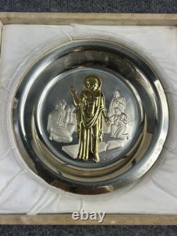 1974 FRANKLIN MINT EASTER PLATE HE IS RISEN Sterling Silver ORIGINAL BOX