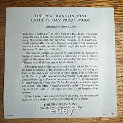 1974 Father's Day Sterling Silver Ingot in Lucite 2.12 Troy OZ of Silver