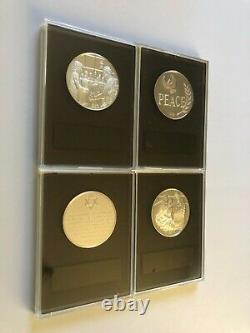 1974 Franklin Mint Christmas Set of 4 Sterling Silver 1oz Proofs in Original Box
