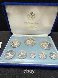 1974 Franklin Mint Coinage of Belize Proof Set Sterling Silver Set 8 Coins