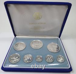 1974 Franklin Mint Coinage of Belize Proof Set Sterling Silver Set 8 Coins w COA