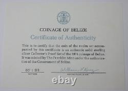 1974 Franklin Mint Coinage of Belize Proof Set Sterling Silver Set 8 Coins w COA