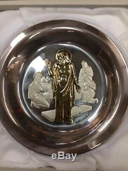 1974 Franklin Mint Easter Plate By Abram Belskie He Is Risen 925 Sterling Silver