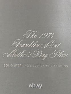 1974 Franklin Mint Mother's Day Plate Solid Sterling Silver LTD ED with COA