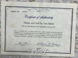 1974 Franklin Mint Mother's Day Plate Solid Sterling Silver LTD ED with COA