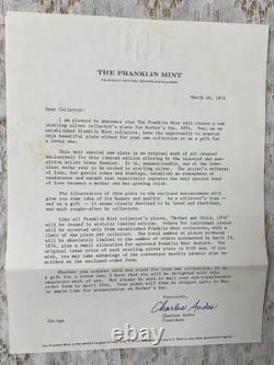 1974 Franklin Mint Mother's Day Plate Solid Sterling Silver LTD ED with COA