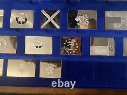 1974 Franklin Mint Official Flags of the States Collection of 50 Sterling Silver