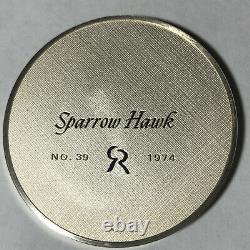 1974 Franklin Mint Robert Bird Sparrow Hawk 2 Ounce Sterling Silver Proof Medal