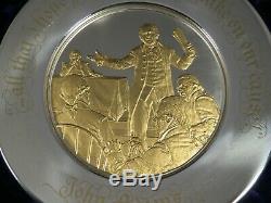 1974 Franklin Mint Sterling Silver & 24K Gold Bicentennial Plate John Adams