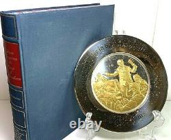 1974 Franklin Mint Sterling Silver 24K Gold Inlay Bicentennial Plate John Adams
