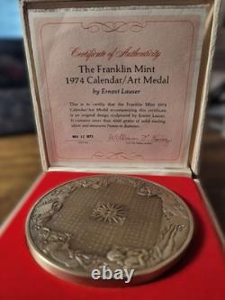 1974 Franklin Mint Sterling Silver Annual Calendar/Art Medal 295 Grams